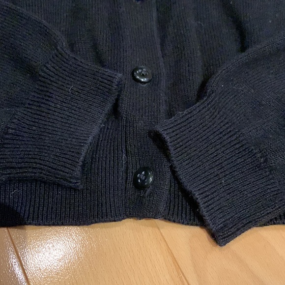 Black Children’s Place Button Up Cropped Knit Cardigan with Fake Pearls -size 14 - Picture 7 of 14